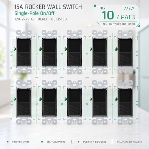 15a black rocker - 15a, wide