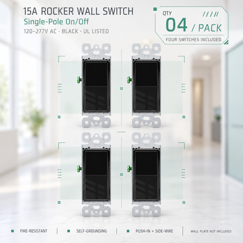 15a black rocker switch - 15a,