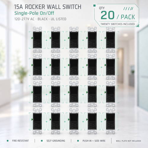 15a black rocker - rocker, switch,